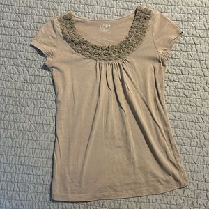 LOFT Petite Floral Neck Cap Sleeve T-shirt, XXSP, EUC